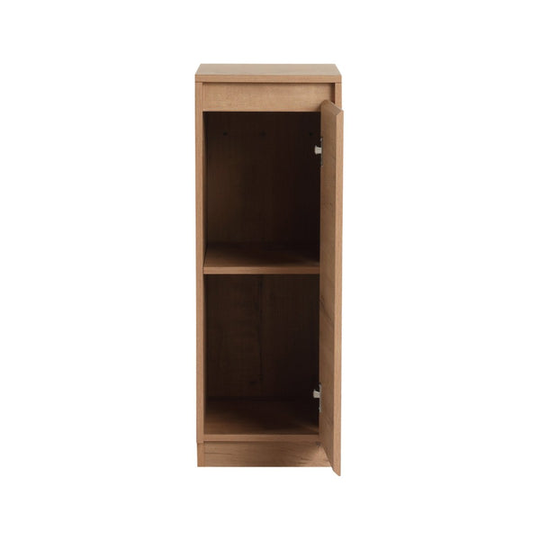 English Elm 12" Slim Freestanding Cabinet Oak Finish Soft Close Door Adjustable Shelves Bathroom W999P406013