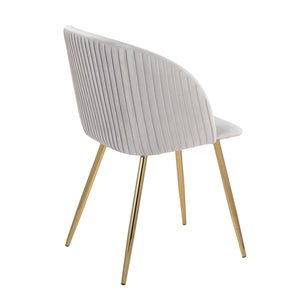 English Elm Fran Pleated Contemporary Chair Set Of 2 - Luxurious Silver Velvet & Gold Metal Legs For Dining Style B202P223529