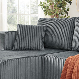 English Elm 132" U-shaped Modular Corduroy Sectional with Deep Foam Cushions for Living Room Dark Grey W5802S00003