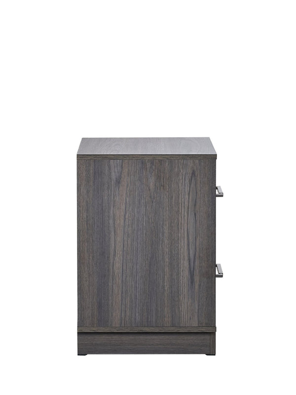 English Elm Aberdeen Two Drawer Nightstand Warm Gray Oak Wood Grain Finish Gunmetal Hardware B078P497935
