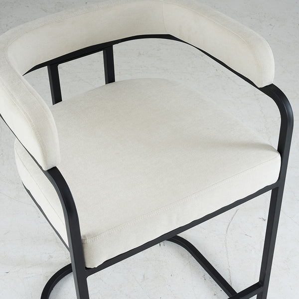 English Elm Modern Chenille Counter Stools Set of 2 — Upholstered Ergonomic Bar Chairs with Metal Frame & Armrests for Kitchen Island White W1901P264276