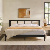 Solid Wood Rattan Paneled Platform Bed YASB Black YASB8BBL Walker Edison