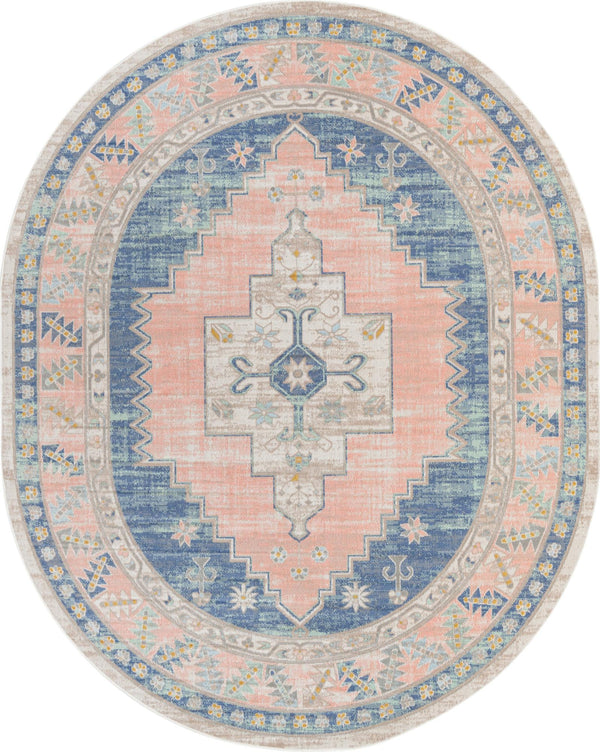 Unique Loom Whitney Geneva Machine Made Border Rug French Blue, Beige/Ivory/Light Blue/Light Green/Pink/Gray/Green/Gold 8' 0" x 10' 0"