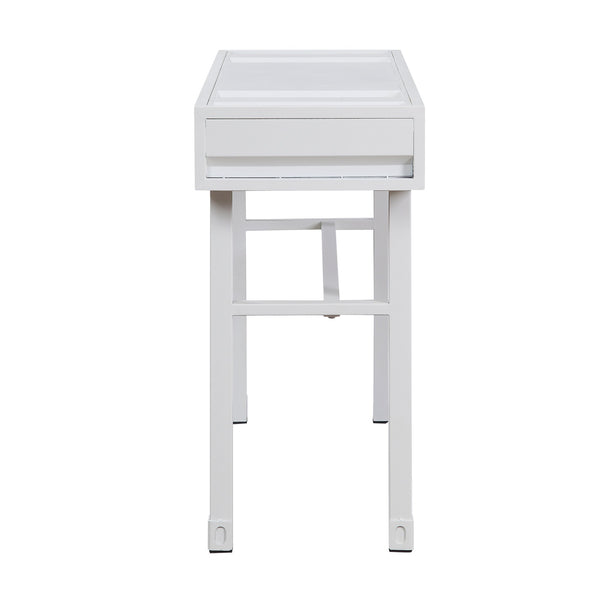 English Elm White Industrial Writing Desk with Drawer, Recessed Panel Design, Safety Stop, 47.5"W x 30.5"H B062P184574