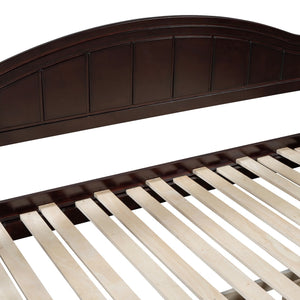 English Elm Wooden Twin Daybed with Trundle and Two Storage Drawers, Solid MDF Frame, Guardrails for Safety and Style Espresso 43.5 L x 24.75 W x 6 H N733S173459P