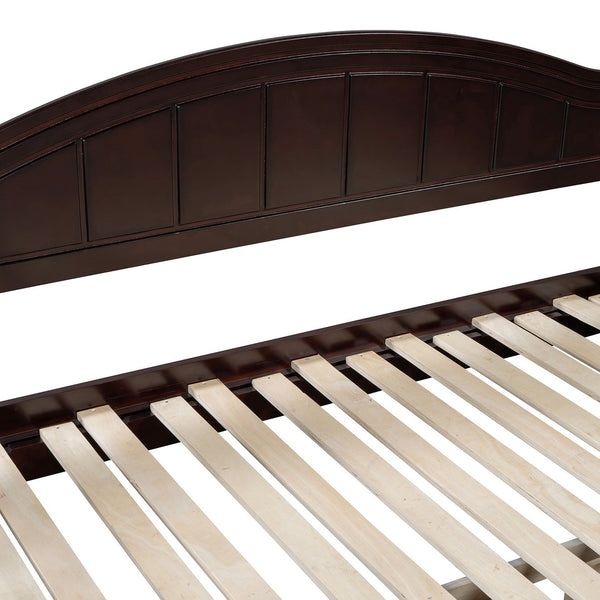 English Elm Wooden Twin Daybed with Trundle and Two Storage Drawers, Solid MDF Frame, Guardrails for Safety and Style Espresso 43.5 L x 24.75 W x 6 H N733S173459P