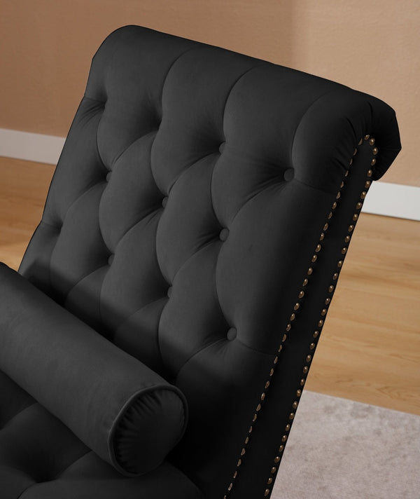 English Elm Classical Velvet Tufted Recliner Armchair with Nailhead Trim and Solid Wood Frame W2795P448683