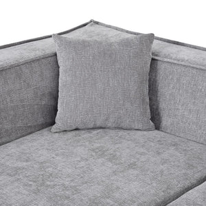 English Elm U_Style Modern Sectional Sofa with Curved Design, Luxurious Chenille Upholstery, Foam+Pocket Spring Comfort Gray WY000417AAE