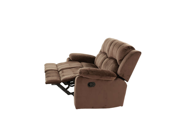 English Elm Motion Loveseat sleek bonded leather reclining sofa with solid wood frame and metal mechanism, luxe comfort for contemporary living spaces Chocolate 58 L x 31 W x 27 H B011P205571
