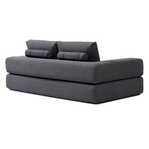English Elm 81'' Corduroy Floor Sofa Convertible Loveseat Futon Sleeper with Foam Fill and Pillows Gray W1117P459707