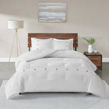 Madison Park Finley Casual 3 Piece Cotton Waffle Weave Comforter set MP10-5625 White