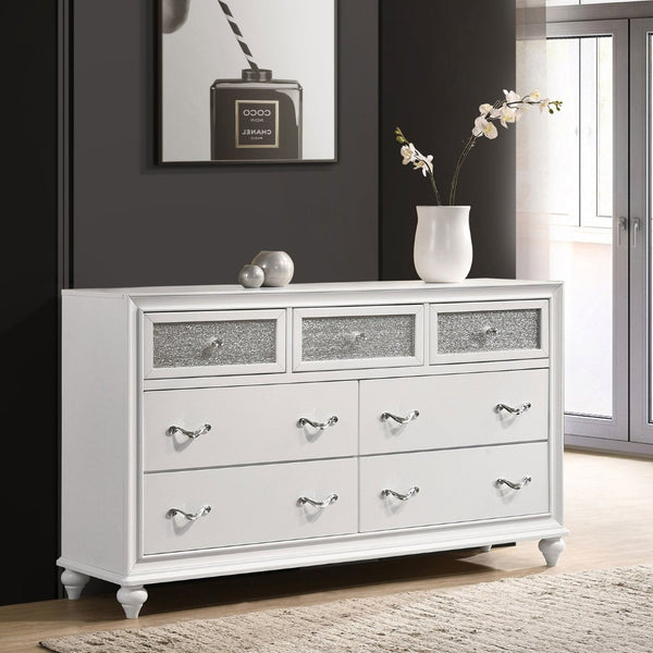 English Elm Randall Elegant 7-Drawer Dresser With Crystal Pulls & Acrylic Fronts – Modern Storage Solution B062P374128-GIGA