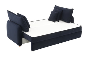 English Elm Irina Blue Velvet Sleeper Sectional Sofa with Storage & Full-Size Pull-Out Bed, Plush Foam Comfort B2726P250943