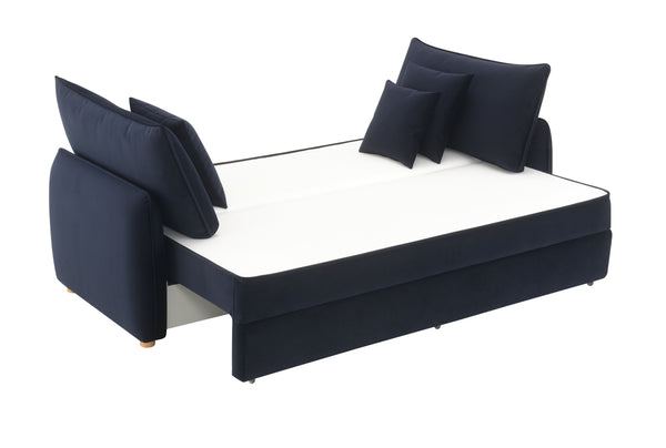 English Elm Irina Blue Velvet Sleeper Sectional Sofa with Storage & Full-Size Pull-Out Bed, Plush Foam Comfort B2726P250943