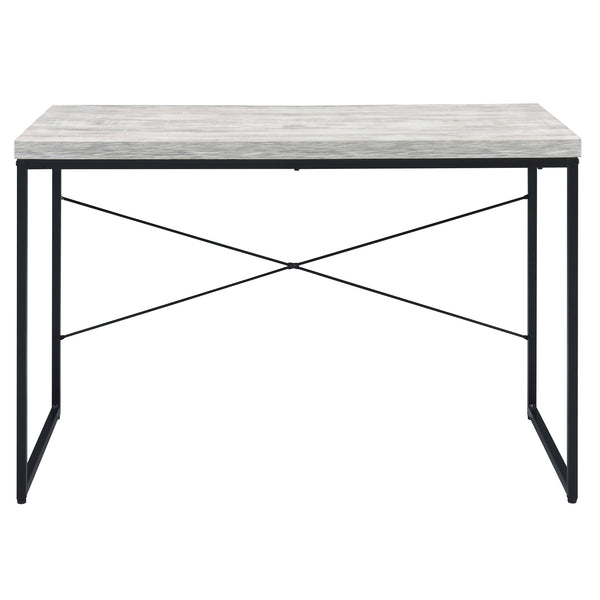 English Elm Antique White And Black Writing Desk: Modern Industrial Charm With Sleek Faux Concrete Finish B062P184539