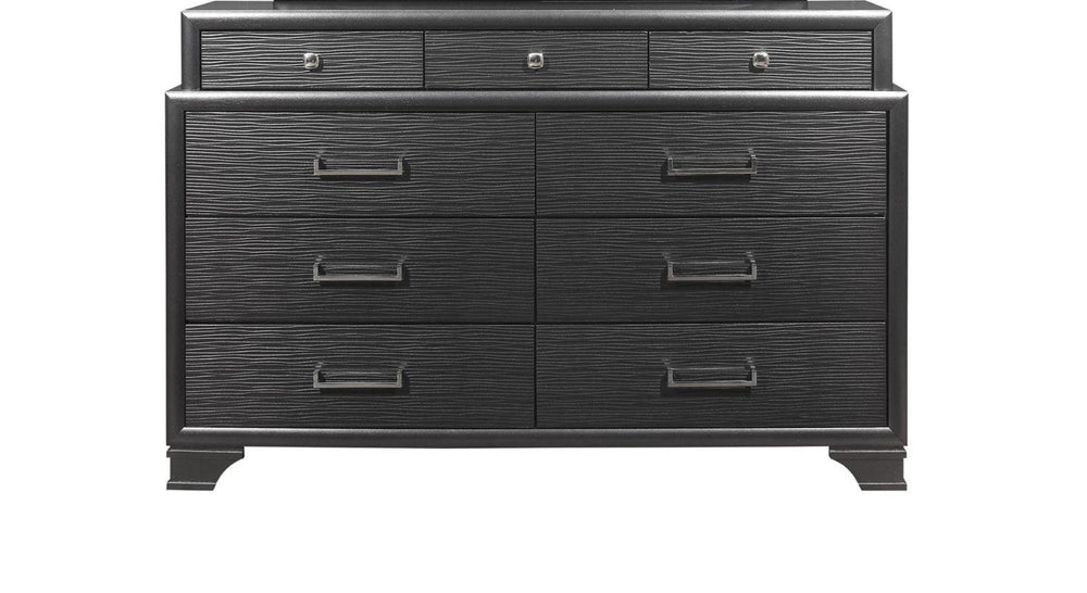 English Elm CIVIC Solid Wood Chest with Felt-Lined Top Drawers, Metal Glides, Sturdy Feet and Classic Finish Gray 61.22 L x 19.49 W x 37.99 H B201P215818