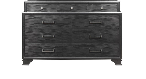 English Elm CIVIC Solid Wood Chest with Felt-Lined Top Drawers, Metal Glides, Sturdy Feet and Classic Finish Gray 61.22 L x 19.49 W x 37.99 H B201P215818