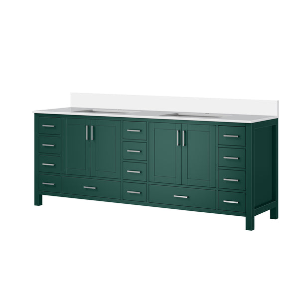 English Elm Green Solid Wood Double Bath Vanity 84" W x 22" D with Cultured Marble Top, Soft-Close Drawers, Ample Storage B2731P259170