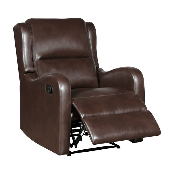English Elm Brown Reclining Chair Durant Collection Faux Leather Recliner with Pull Tab, Solid Wood Frame, Cozy Comfort B011P294674