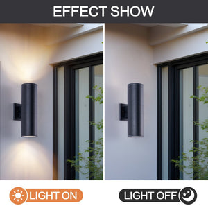 English Elm 12in Matte Black Aluminum Outdoor Wall Sconces up Down Lighting for Porch Patio Set of 4 W2312P416008