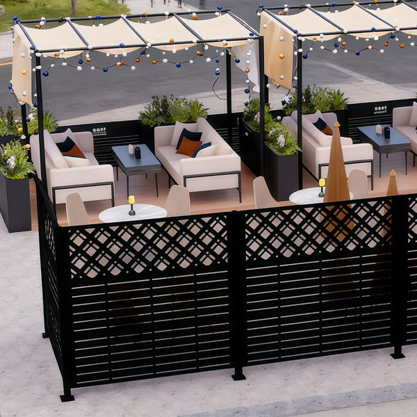 English Elm W48'' Galvanized Steel Outdoor Privacy Panels Powder Coated Slat Fence for Yard Enclosures W1586P455955