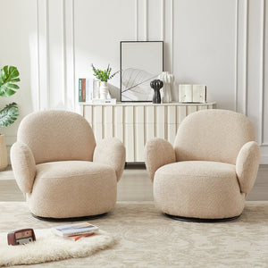 English Elm Accent Cloud Chair with 360° Swivel, Plush Fabric Upholstery, Space-Saving Design, Holds 260 lbs Beige W820S00069
