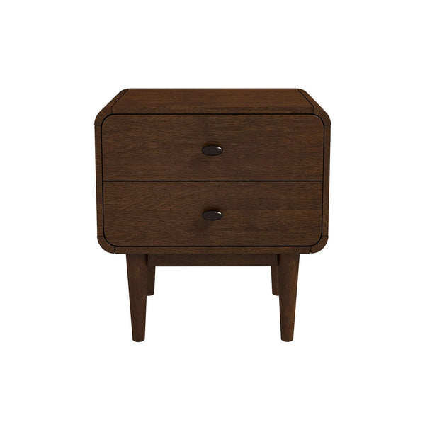 English Elm Ashcroft Furniture - Alexa Velvet Mid-Century Night Stand Brown – Solid Wood, Tapered Legs, Retro Modern Design, 19x19x25 inches B183P201769
