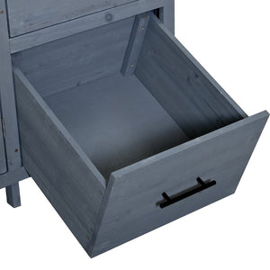English Elm (with Hutch) Topamx Solid Fir Potting Bench Patio Workstation Spice Rack Drawer Gray N717P404331E