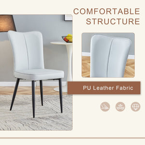 English Elm Table 5-Piece Modern Dining Set - 31.5" Dark Wood Grain Round Table & 4 Light Gray Pu Chairs W1151S02488-GIGA