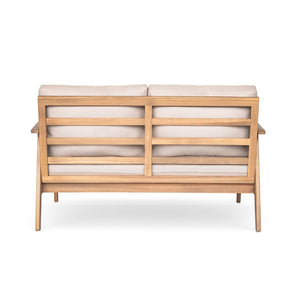 English Elm Christopher Knight Home® - Outdoor Acacia Wood and Rope 2-Piece Patio Chat Set Teak Beige — Weatherproof Cushions, Durable Design N757P238679B