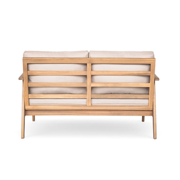 English Elm Christopher Knight Home® - Outdoor Acacia Wood and Rope 2-Piece Patio Chat Set Teak Beige — Weatherproof Cushions, Durable Design N757P238679B