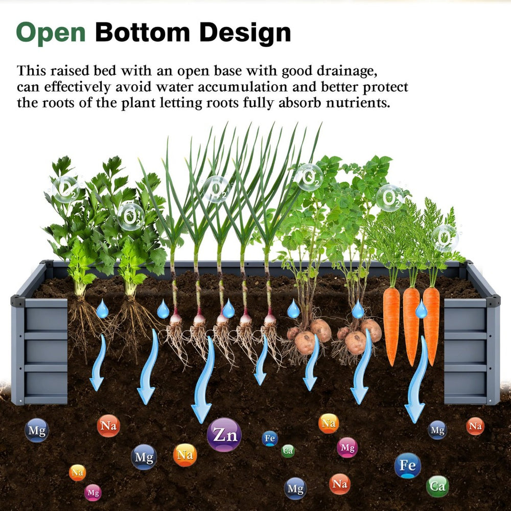 English Elm 6x3x1ft Galvanized Steel Raised Garden Bed Rust Proof Outdoor Planter for Vegetables W3213P464139