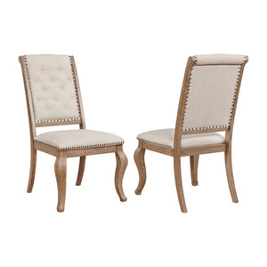 English Elm Set Of 2 Cream Upholstered Dining Chairs With Tufted Back & Nailhead Trim For Elegant Spaces B016P225438-GIGA