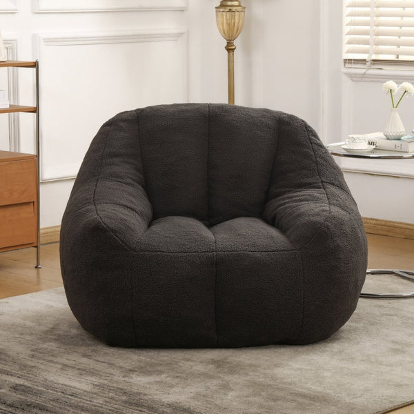 English Elm Bean Bag Chair Oversized Faux Fur Memory Foam Lounge Seat for Dorm or Living Room Dark Gray W2200P243727