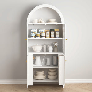 English Elm Modern MDF Dome Cabinet with LED Lotus Lamp, White Snack Storage, Space-Saving Eco Design, Chic Decor (96) W3226P279090