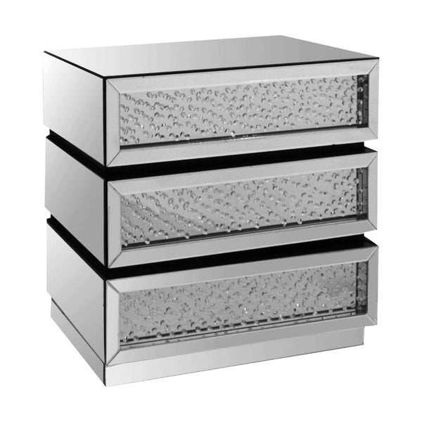 English Elm Nysa Glam Mirrored Three Drawer Console Cabinet with Faceted Crystal Hardware Accents B2726P446688