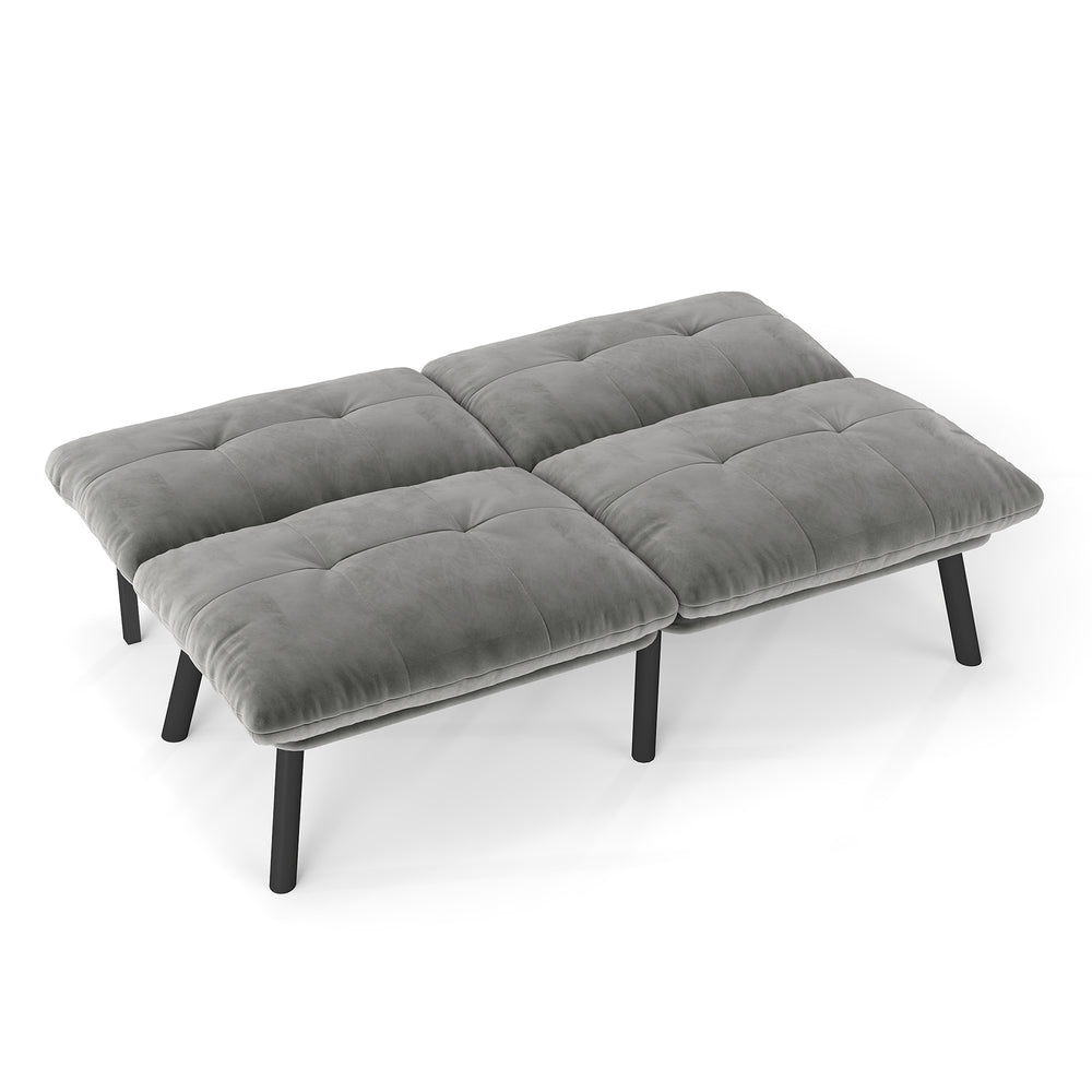 English Elm Grey Convertible Folding Modern Sofa Bed — Velvet Upholstered 3-in-1 Recline, Durable Metal Frame, Easy Assembly W570P243376