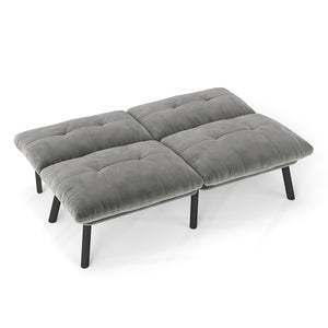English Elm Grey Convertible Folding Modern Sofa Bed — Velvet Upholstered 3-in-1 Recline, Durable Metal Frame, Easy Assembly W570P243376