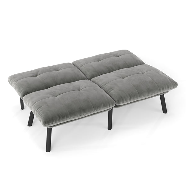 English Elm Grey Convertible Folding Modern Sofa Bed — Velvet Upholstered 3-in-1 Recline, Durable Metal Frame, Easy Assembly W570P243376