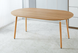 English Elm Extensible modern expandable dining and office table with sturdy wood legs, MDF top, easy assembly, versatile design Oak W234P254260