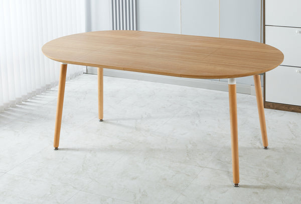 English Elm Extensible modern expandable dining and office table with sturdy wood legs, MDF top, easy assembly, versatile design Oak W234P254260