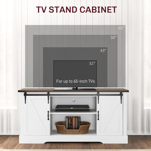 English Elm Homcom Farmhouse Buffet Cabinet With Charging Station, Sliding Barn Doors & Ample Storage Solutions W2225P229467