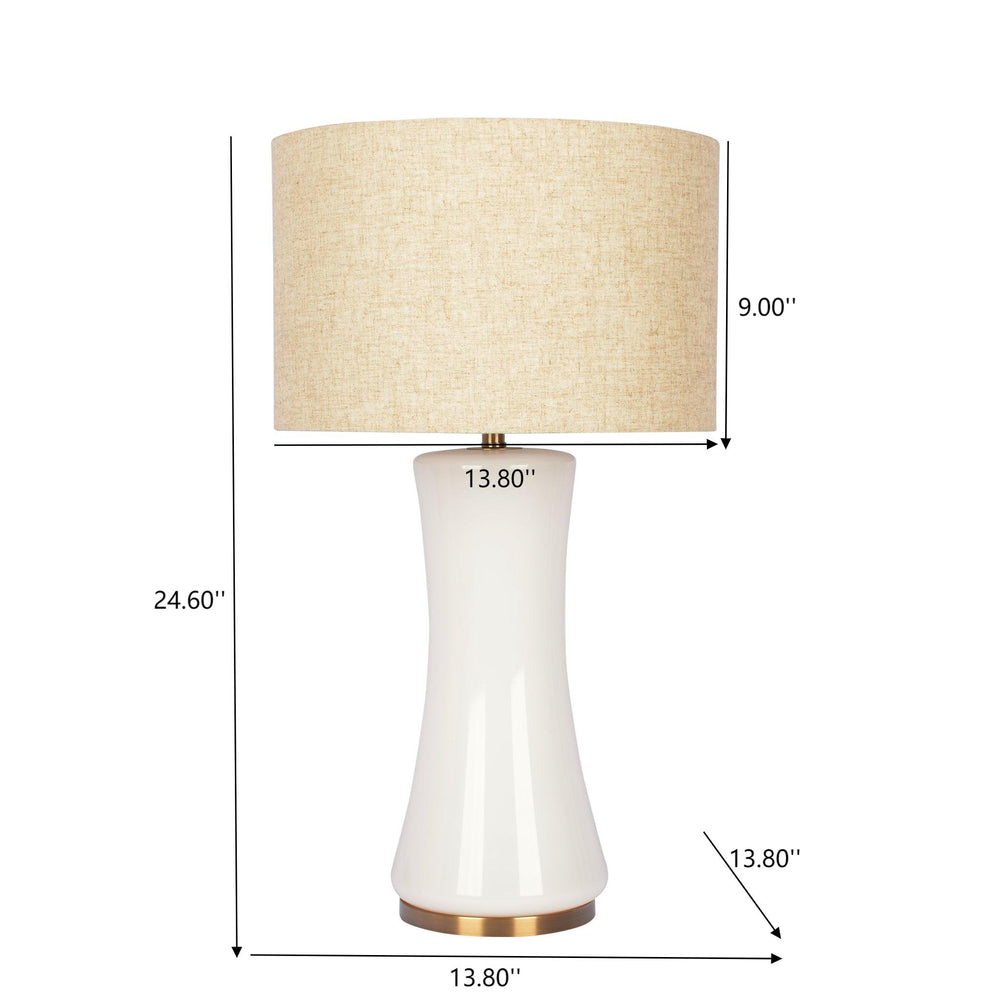 English Elm Ashcroft Furniture - Cascade Glass Lamp Elegant Golden Base with Off-White Cascade Glass Shade—Brass Accent 22.2"H, Chic Illuminate B183P231775