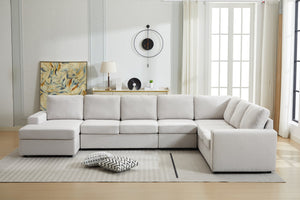 English Elm Large Modular L Shaped Sectional Sofa with Plush Cushions for Contemporary Living B2730S00068