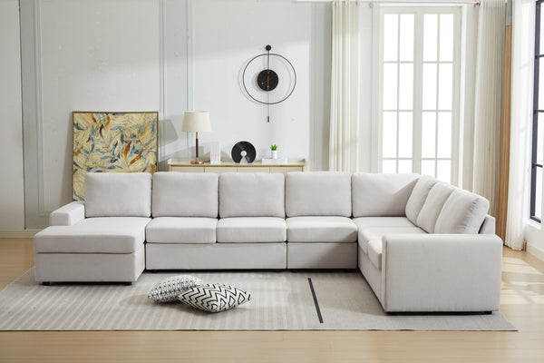English Elm Large Modular L Shaped Sectional Sofa with Plush Cushions for Contemporary Living B2730S00054