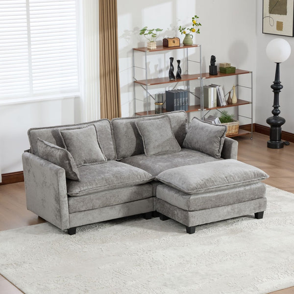 English Elm Cloud Loveseat Modern Sectional with Chenille Upholstery for a Cozy Living Space Gray W1143S00058