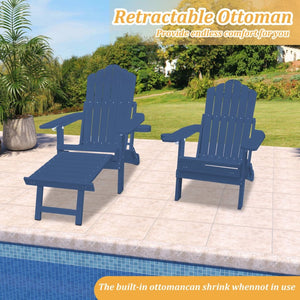 English Elm Adirondack Outdoor Patio Chair Polystyrene Wood Grain Finish with Retractable Footrest T3609P482843