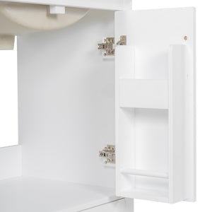 English Elm 24"Bathroom Modern Vanity with Ceramic Sink, Solid Wood Frame, Soft-Close Doors & Smart Storage System White N729P321378K