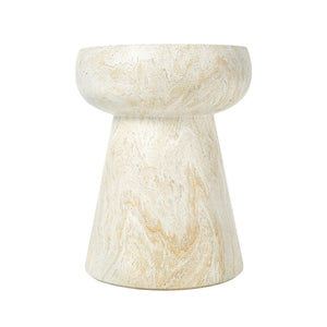 English Elm U_style Sculptural Mushroom Pedestal Table Travertine Mgo Stone Look Patio Accent Beige,Yellow N711P422070M