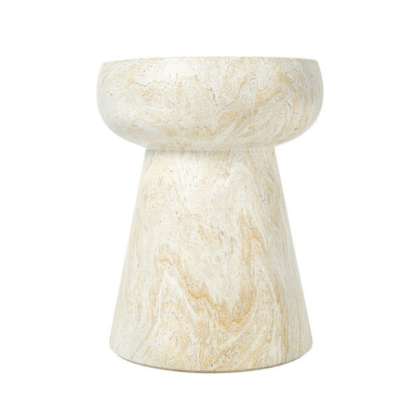 English Elm U_style Sculptural Mushroom Pedestal Table Travertine Mgo Stone Look Patio Accent Beige,Yellow N711P422070M